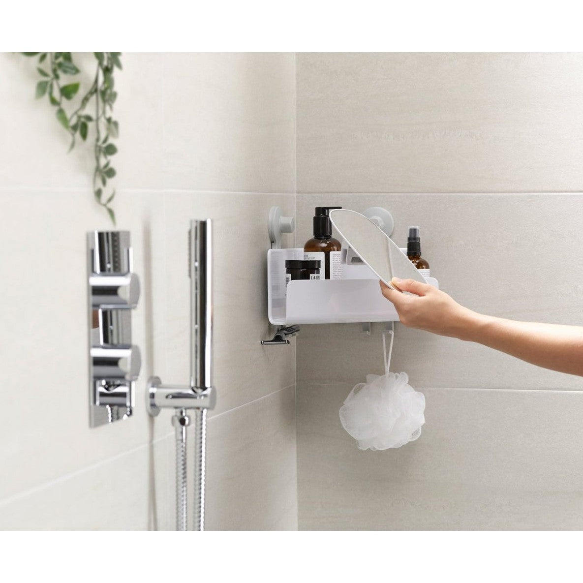 Joseph Joseph EasyStore Corner Shower Shelf with Removable Mirror - Medaid