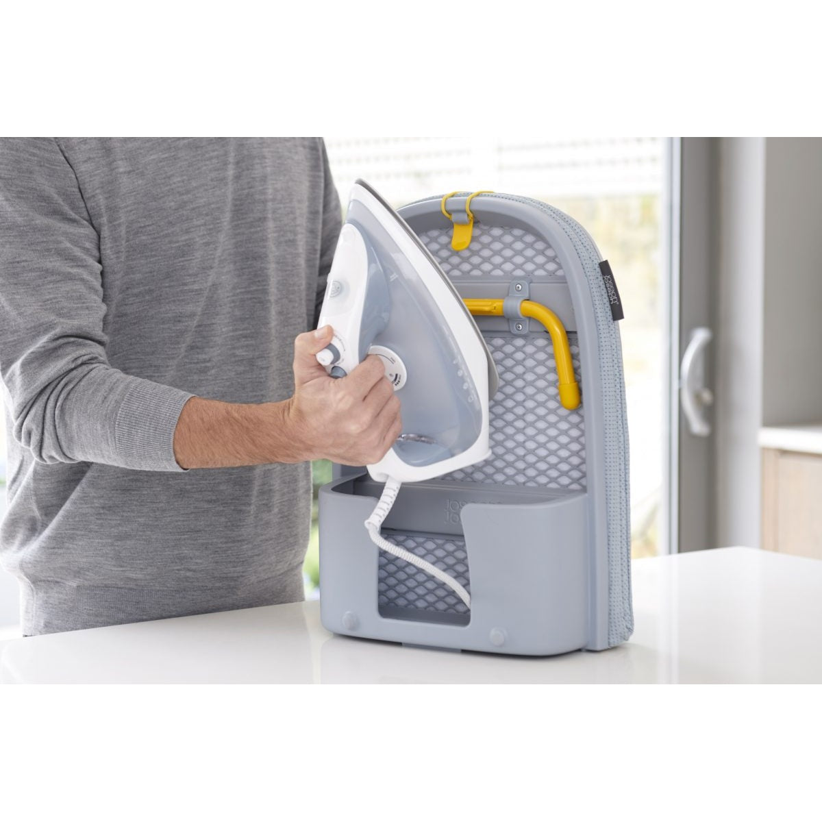Joseph Joseph Pocket Plus Folding Ironing Board with Advanced Cover Grey Yellow - Medaid