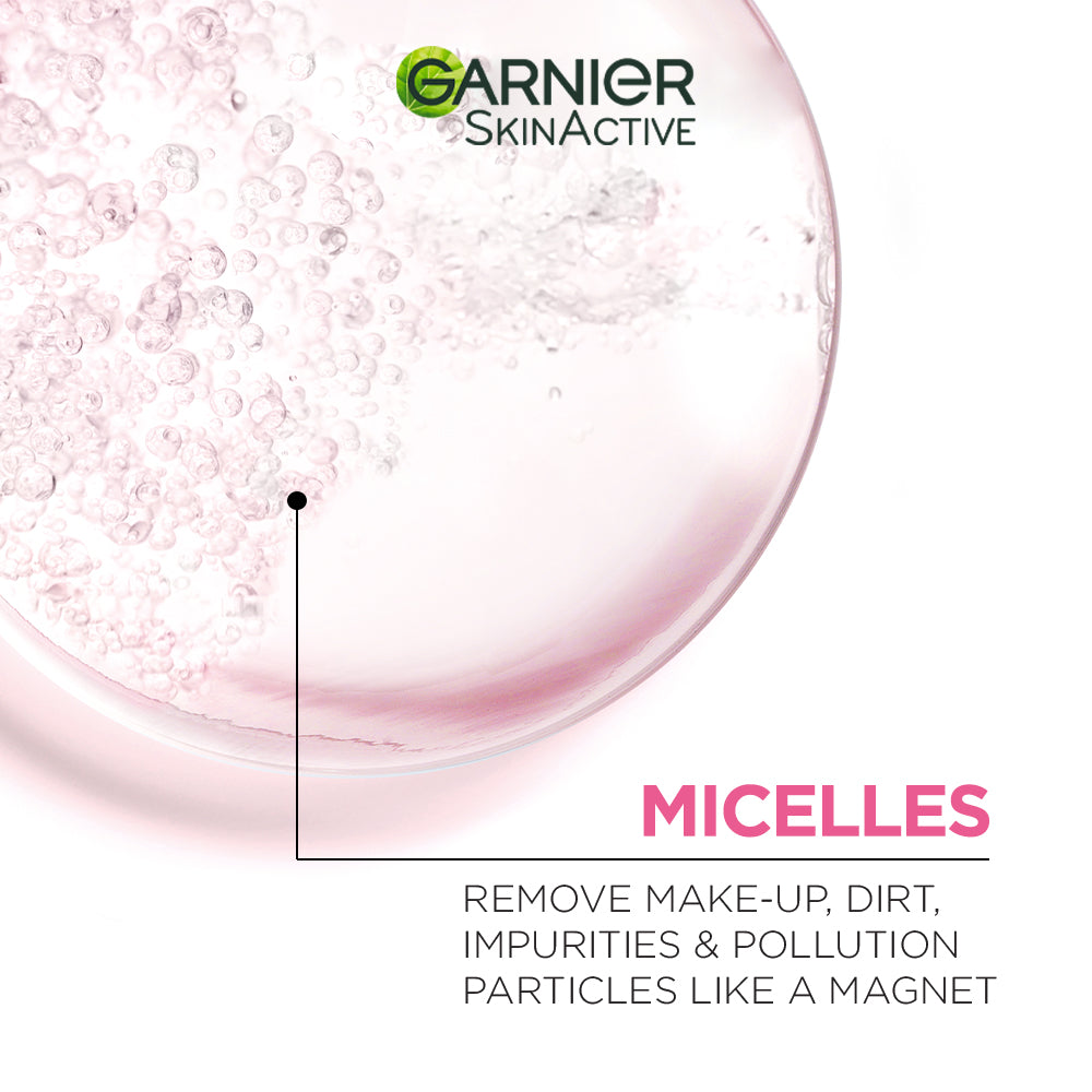 Garnier Micellar Water Facial Cleanser and Makeup Remover Pink for sensitive skin (3 sizes) - Medaid - Lebanon