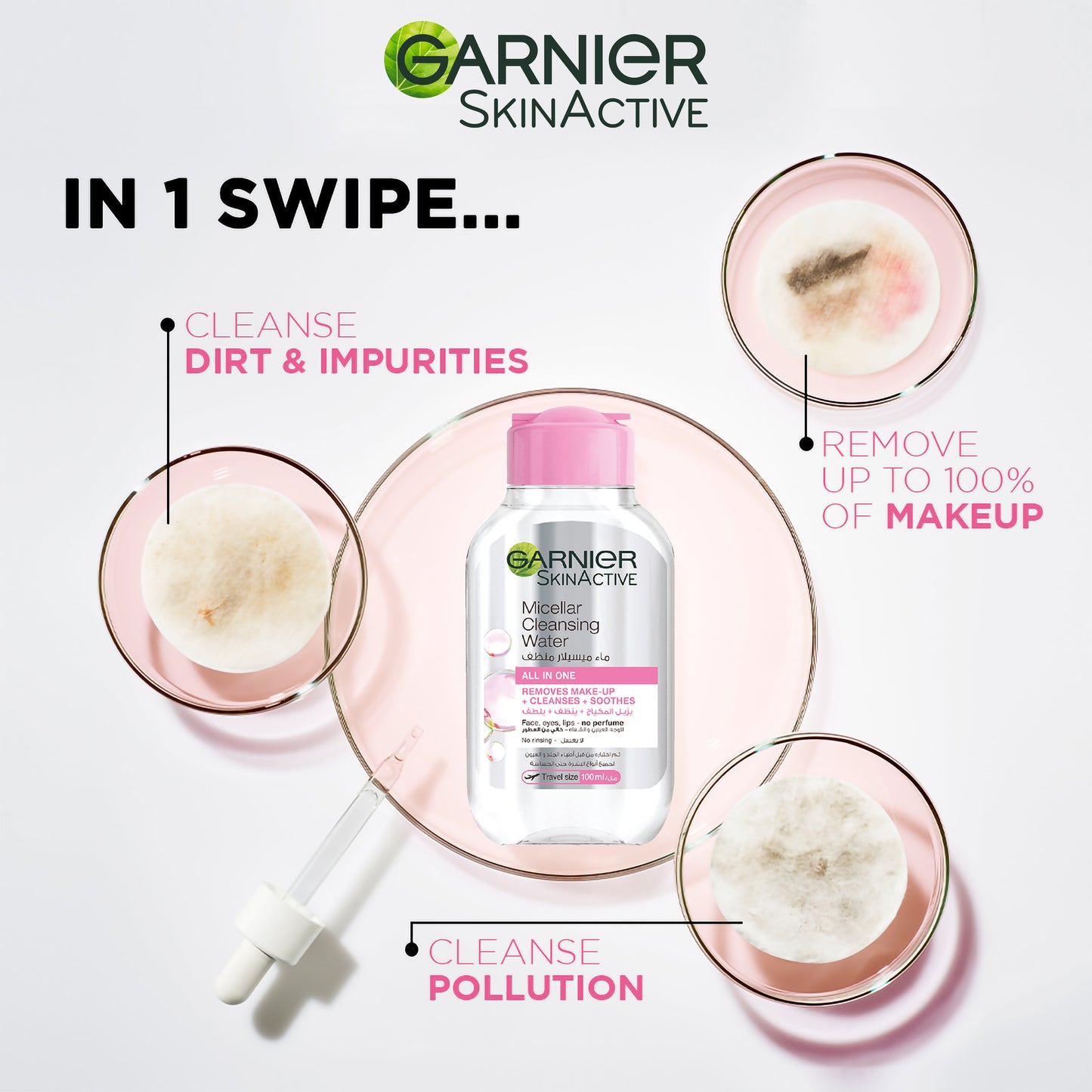 Garnier Micellar Water Facial Cleanser and Makeup Remover Pink for sensitive skin (3 sizes) - Medaid - Lebanon