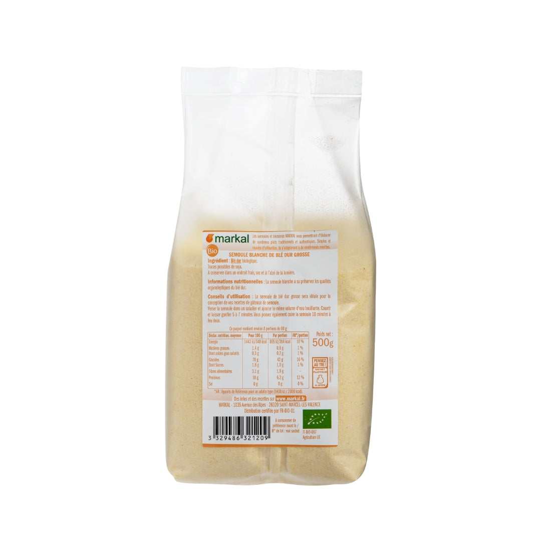 Organic Coarse White Durum Wheat Semolina - Medaid