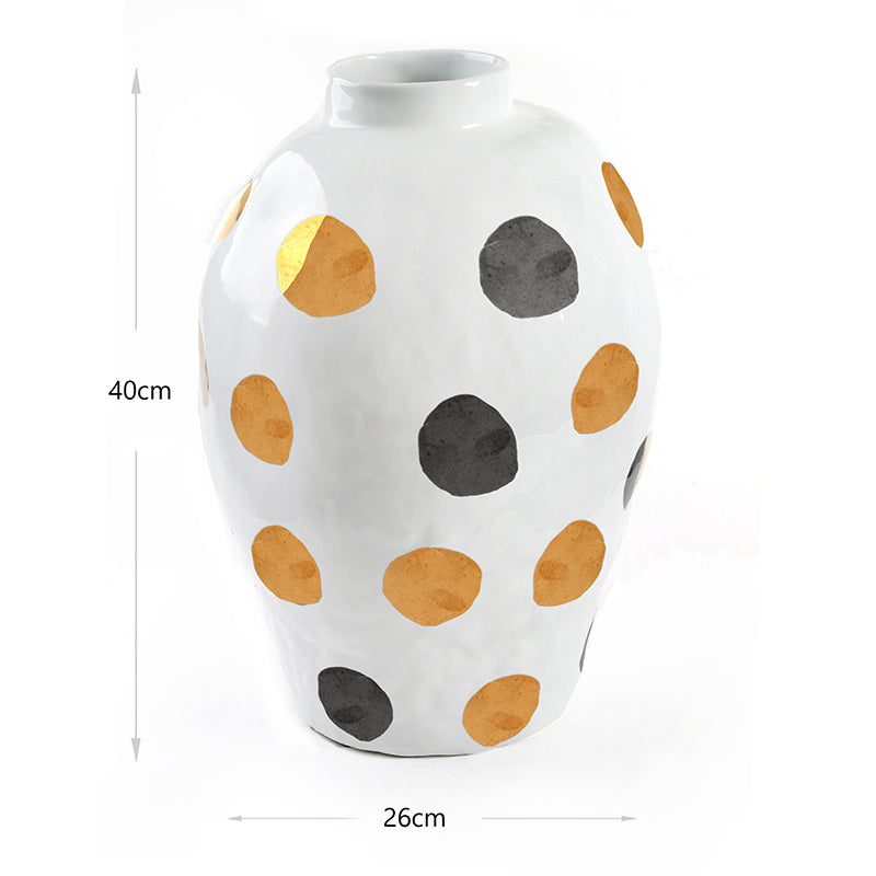 40 CM Modern Creative Ceramic Vase with Polka Dots for Living Room Office Porch Desktop - Medaid