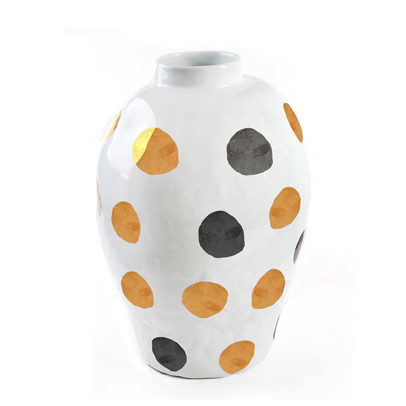 40 CM Modern Creative Ceramic Vase with Polka Dots for Living Room Office Porch Desktop - Medaid