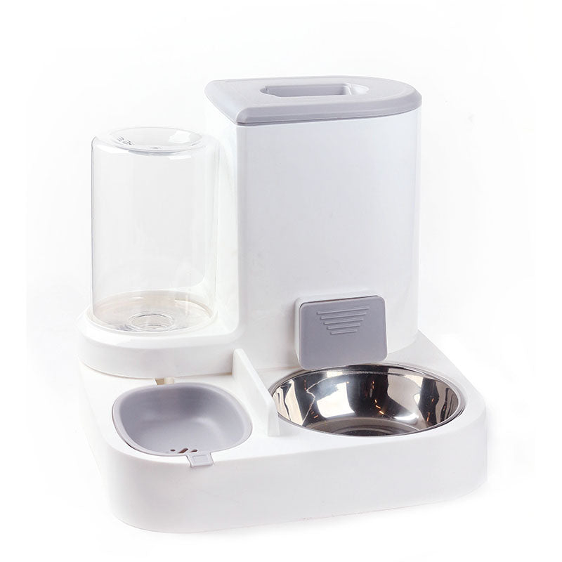 Multifunctional 2 in 1 Manual Pet Feeder Set with Water and Food Dispensers and Stainless Steel Bowl - Medaid