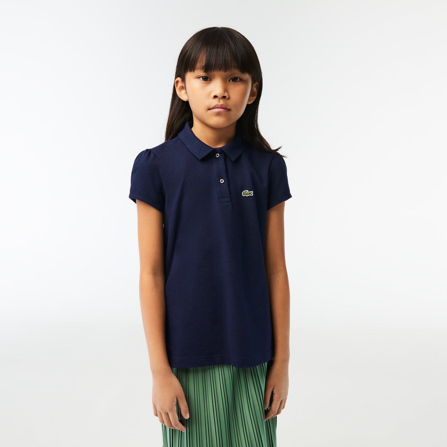 Girls' Lacoste Scalloped Collar Mini Piqué Polo Shirt - PJ3594 - Medaid International