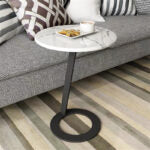 40 CM, Pillar Side Table with Marble Top, Coffee Table for Living Room, Guest Room, Bedroom - Medaid