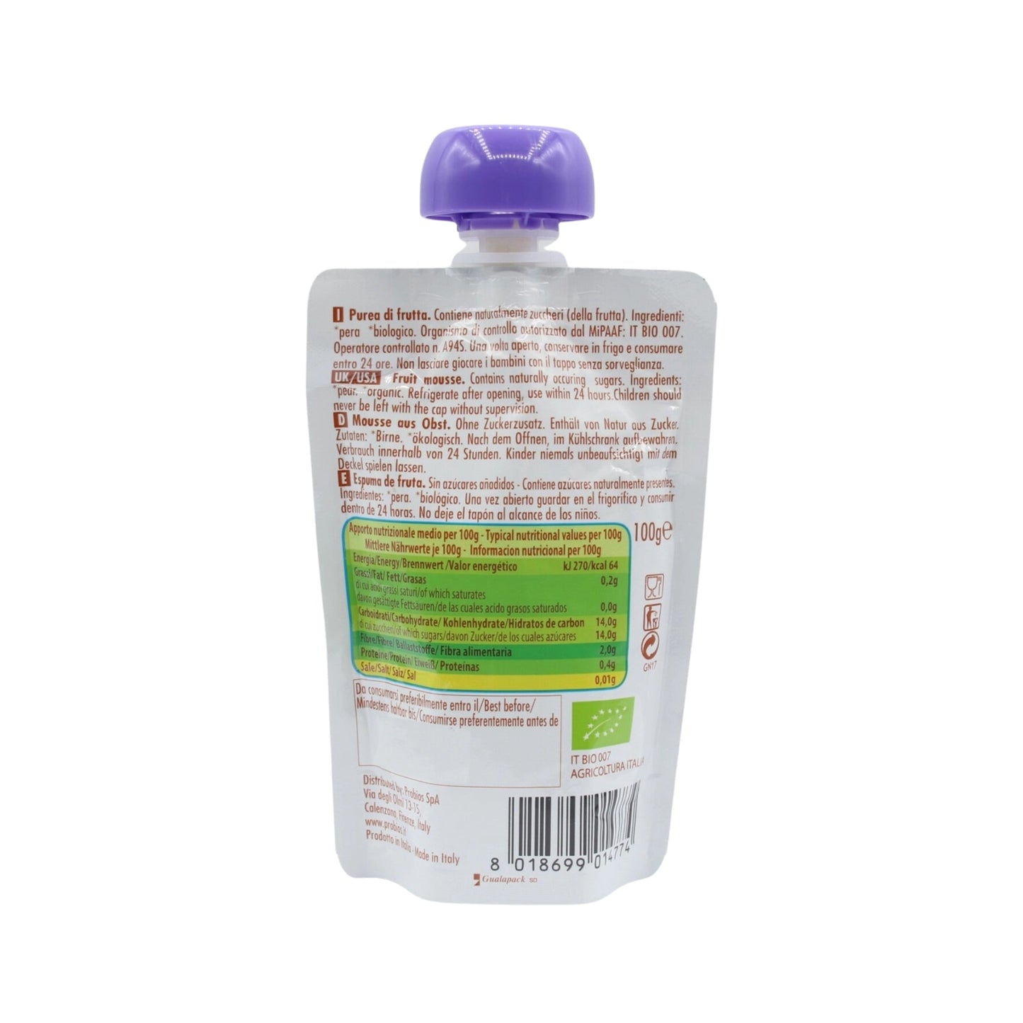 Organic Fruit Puree With Italian Pear - Medaid