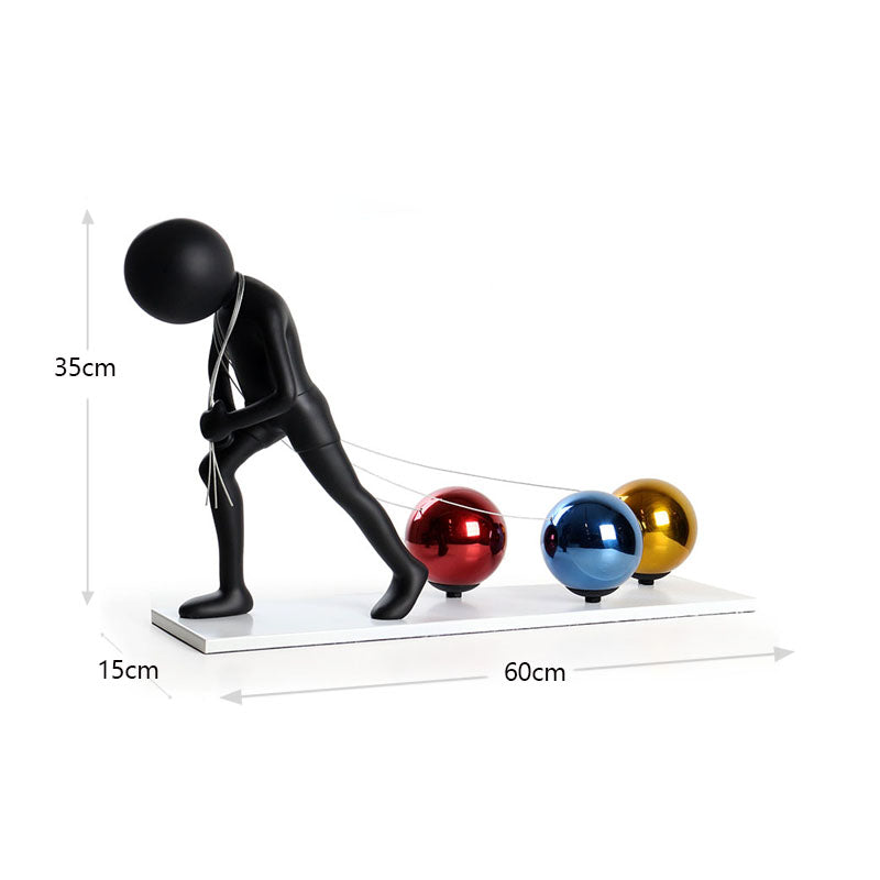 60 CM Resin Simple Creative Figure Pulling Ball Sculpture Ornament for Shopping Mall Hotel Home Decoration - Medaid