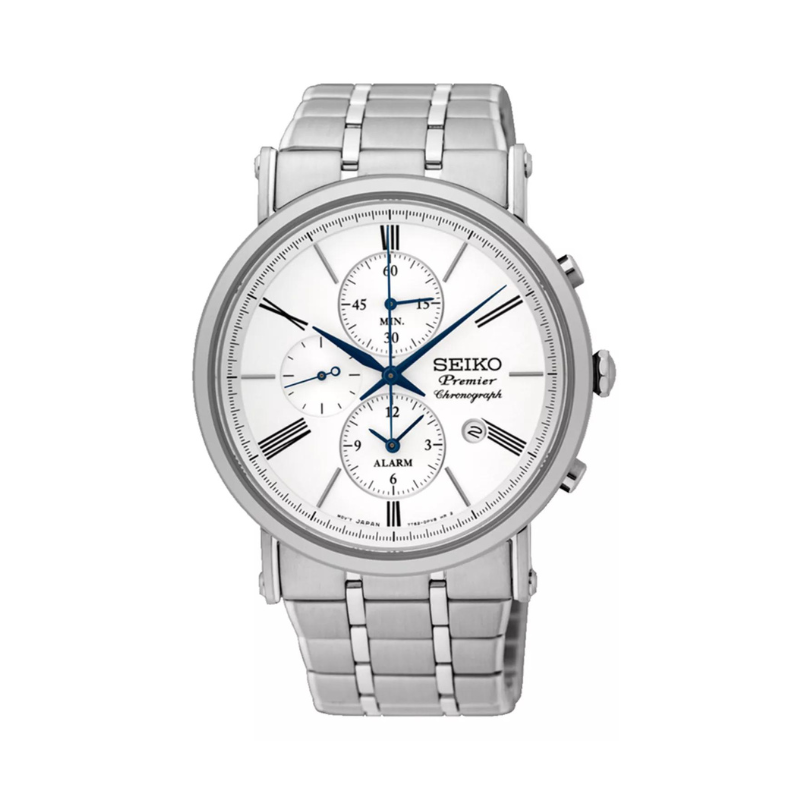 seiko-premier-chrono-white-dial-silver-bracelet-snaf73p1 - Medaid
