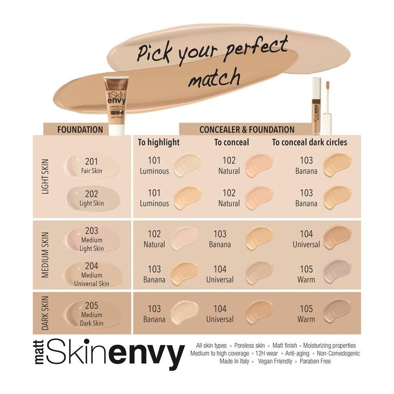 Samoa Skin Envy Matte Poreless Skin 12hr Wear Foundation - Medaid