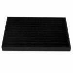 35 CM Velvet Jewelry Organizer Tray for Drawers with Leather Finish Stackable Jewelry Display Trays for Rings Earrings Necklaces Black - Medaid