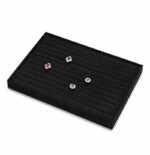35 CM Velvet Jewelry Organizer Tray for Drawers with Leather Finish Stackable Jewelry Display Trays for Rings Earrings Necklaces Black - Medaid