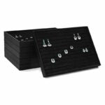 35 CM Velvet Jewelry Organizer Tray for Drawers with Leather Finish Stackable Jewelry Display Trays for Rings Earrings Necklaces Black - Medaid