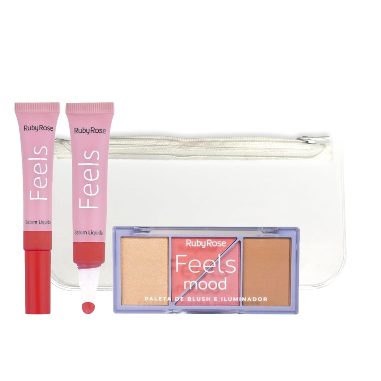 Ruby rose Feels Mood Blush (Hb-7529-1) + Liquid Lipcream (HB8229-Random) + FREE POUCH - Medaid