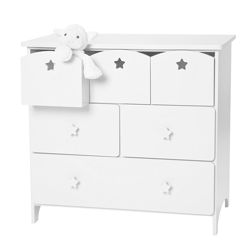90 CM Wooden Dresser Chest of Drawers Freestanding Storage Commode with 6 Drawers for Bedroom Nursery White - Medaid