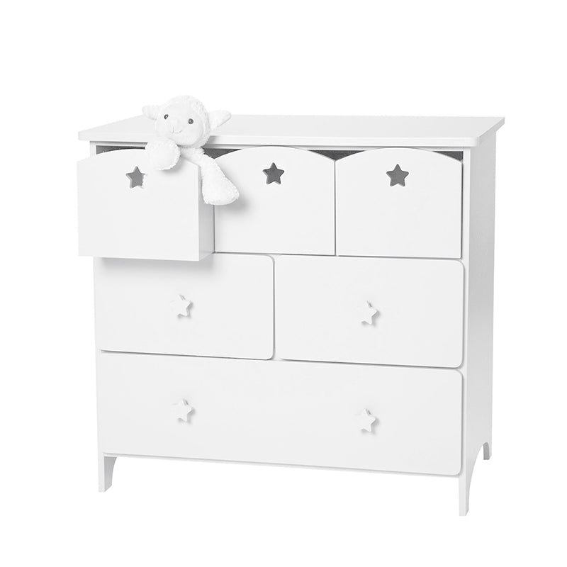 90 CM Wooden Dresser Chest of Drawers Freestanding Storage Commode with 6 Drawers for Bedroom Nursery White - Medaid