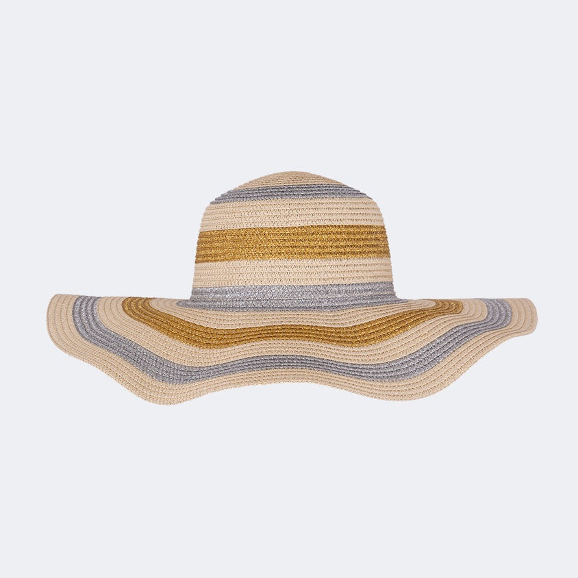 Oil And Gaz Stylish Women Beach Sun Hat Beige/Sliver/Gold - Medaid