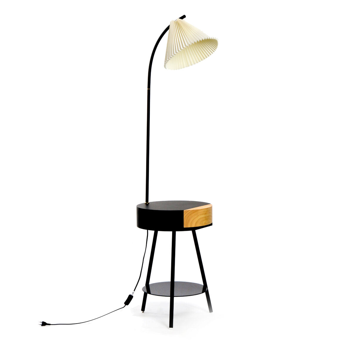 160 CM, Coffee Table Floor Lamp with Drawer and Shelf for Living Room Bedside - Medaid