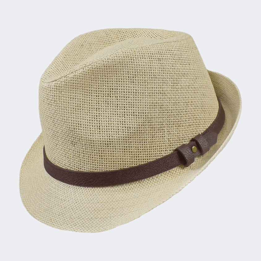 Stamion Trillby Leather Decoration Men Beach Hat Natural - Medaid