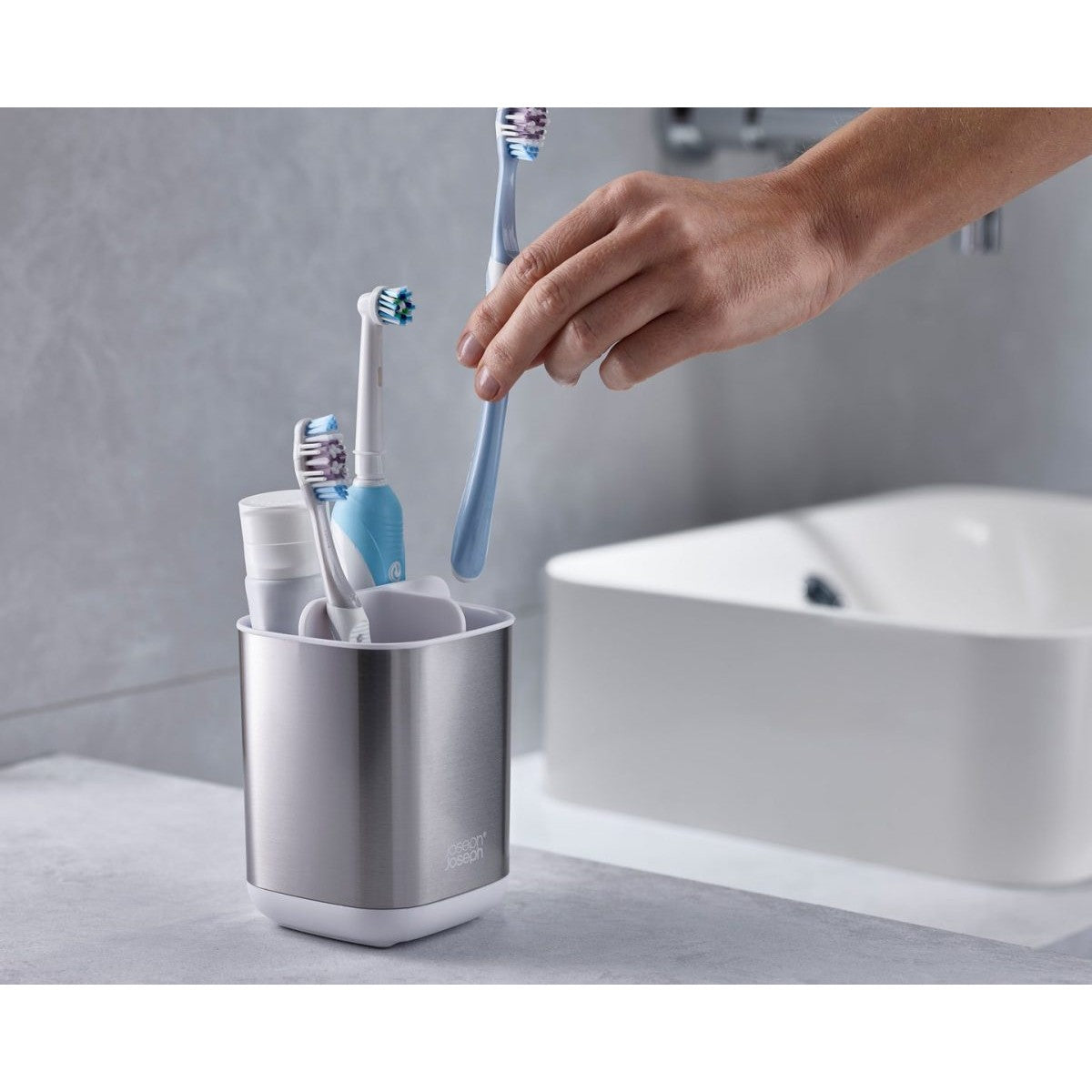 Joseph Joseph EasyStore Steel Toothbrush Holder - Medaid