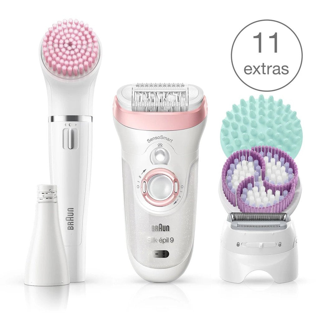 Silk-épil Beauty Set 9 9/985 BS Wet & Dry epilator with 8 extras incl. Braun FaceSpa. - Medaid