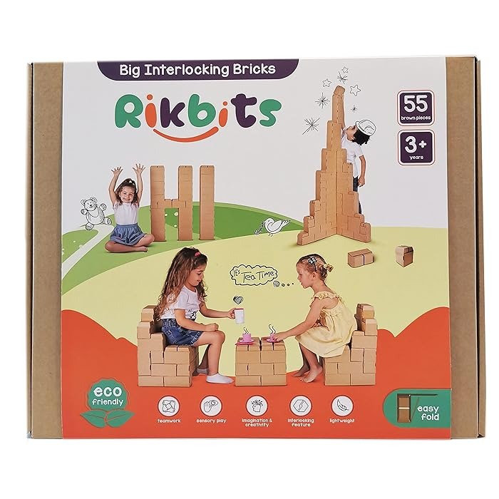 Rikbits Brown Color Building Blocks - 55 Pieces - Medaid International