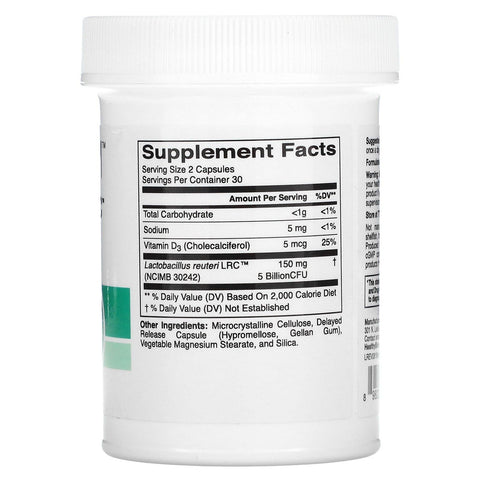 HealthyBiom, Lactobacillus Reuteri LRC with Vitamin D, 5 Billion CFUs, 60 Veggie Capsules - Medaid