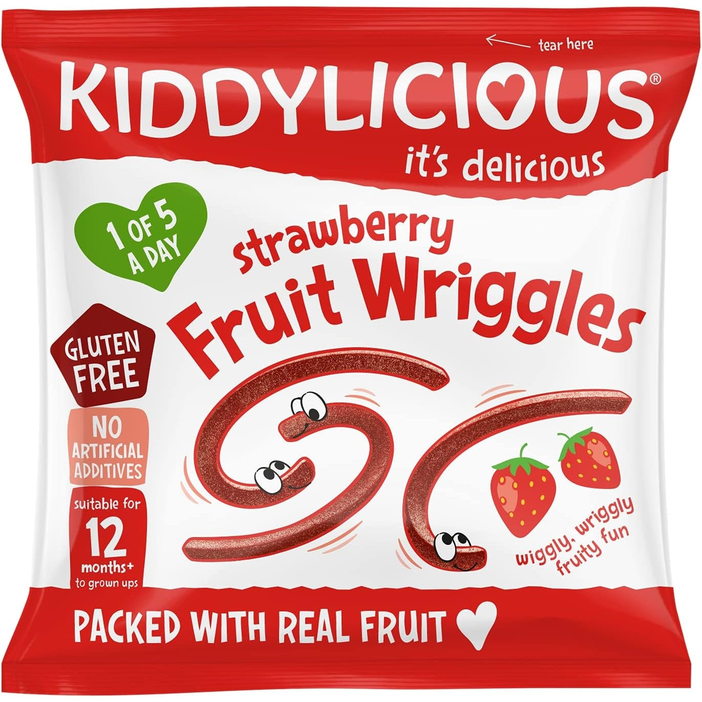 Kiddylicious Strawberry Wriggles - Delicious Real Fruit Treat for Kids - Suitable for 12+ Months - Medaid - Lebanon