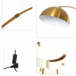 Modern End Table Arched Floor Lamp with Shelves and Drawer for Living Room, Bedroom - Medaid
