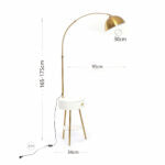 Modern End Table Arched Floor Lamp with Shelves and Drawer for Living Room, Bedroom - Medaid