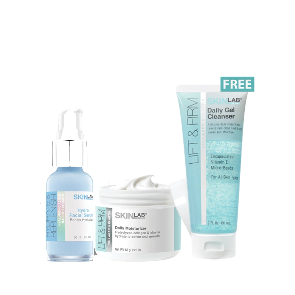 SKINLAB HYDRA FACIAL SERUM + SKINLAB DAILY MOISTURIZER + SKINLAB GEL CLEANSER GIFT - Medaid
