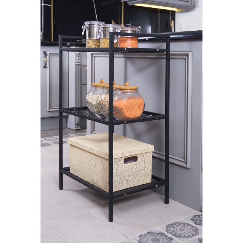 Mudesa Metal 3 Shelves Desk Back File Cabinet Open Metal Office Shelf Decorative Shelf, ALNUS - Medaid