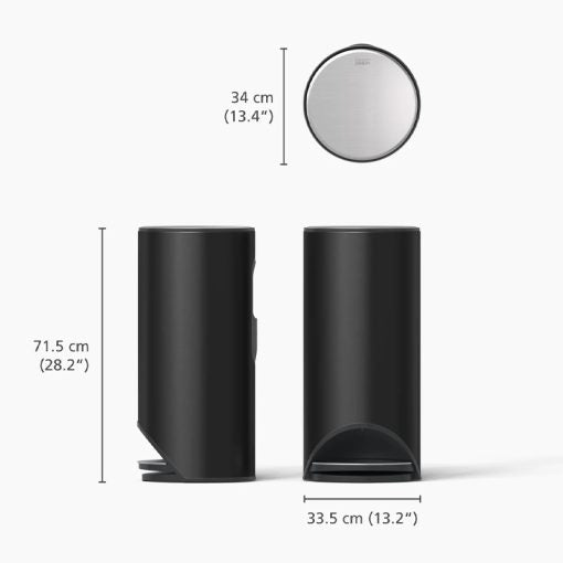 Joseph Joseph Arc™ 30L Easy-push Matt Black Pedal Bin - Medaid