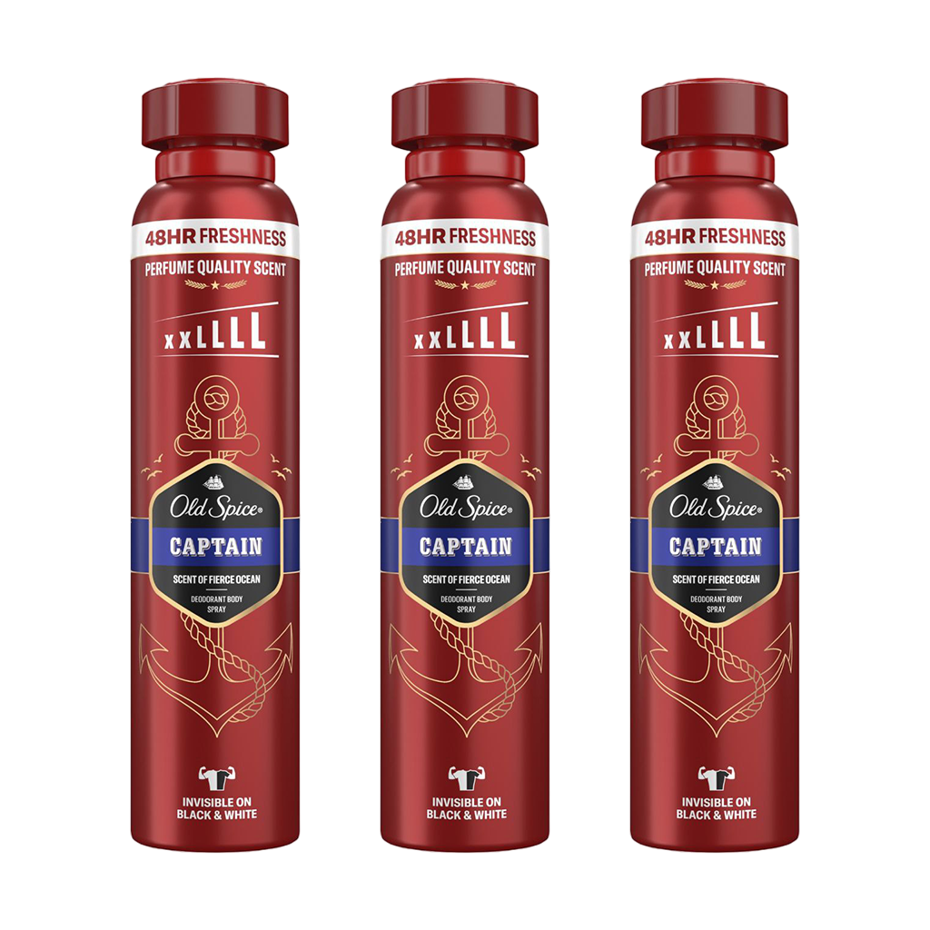 Old Spice Captain Spray Deodorant For Him 250ml - Pack of 3 - Medaid