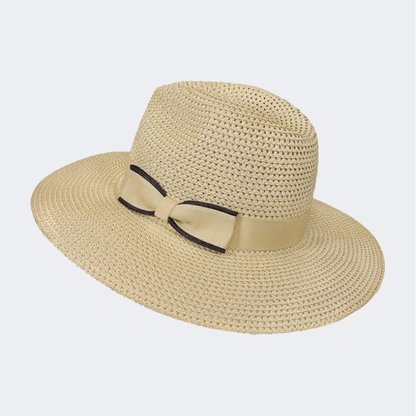 Stamion Elegant With Bow Women Beach Hat Natural/Black - Medaid