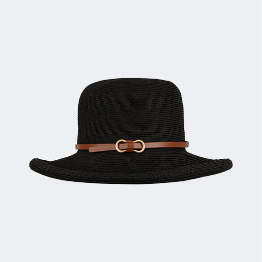Oil And Gaz Stylish Women Beach Straw Hat Black - Medaid