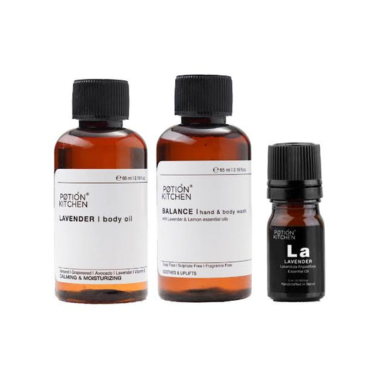 Potion Kitchen Lavender Body Oil 65ml + Balance Wash 65ml + Lavender Essential Oil - Medaid