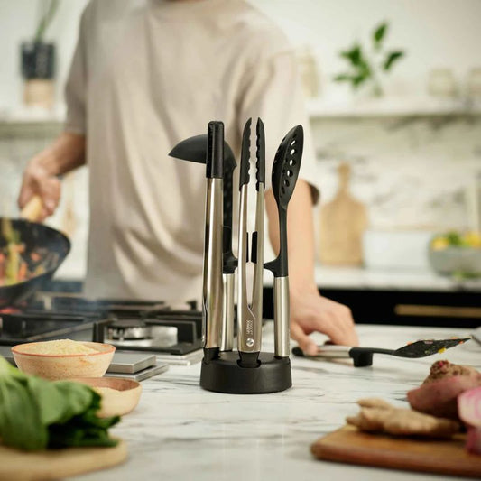 Joseph Joseph Elevate™ Fusion 5-piece Stainless-steel Utensil Set with Compact Stand - Medaid