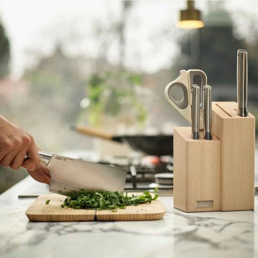 Joseph Joseph Elevate™ Fusion 5-piece Knife & Scissor Set with Beechwood Block - Medaid