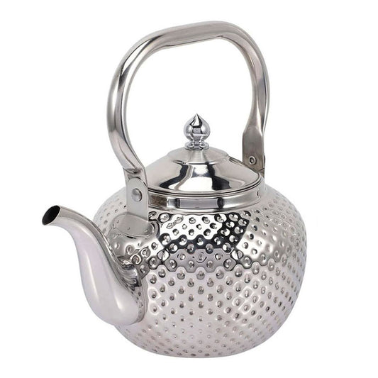 1.5 L Stainless Steel Tea Kettle with Hammer Texture Design Household Teapot Kettle Suitable for Induction Cooker and Stovetop Silver - Medaid