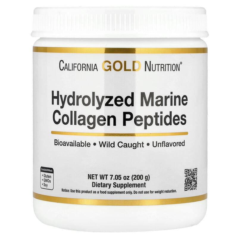 California Gold Nutrition, Hydrolyzed Marine Collagen Peptides, Unflavored, 200 g - Medaid