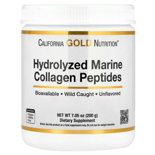 California Gold Nutrition, Hydrolyzed Marine Collagen Peptides, Unflavored, 200 g - Medaid