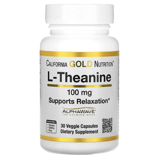 California Gold Nutrition, L-Theanine, 100 mg, 30 Veggie Capsules - Medaid