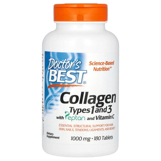 Doctor's Best, Collagen Types 1 and 3 with Peptan and Vitamin C, 180 Tablets - Medaid