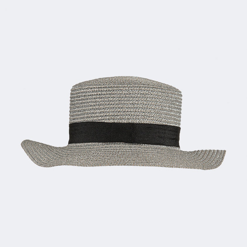 Oil And Gaz Stylish Women Beach Panama Hat Sliver/Black - Medaid