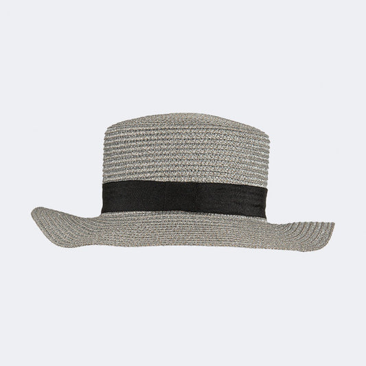 Oil And Gaz Stylish Women Beach Panama Hat Sliver/Black - Medaid