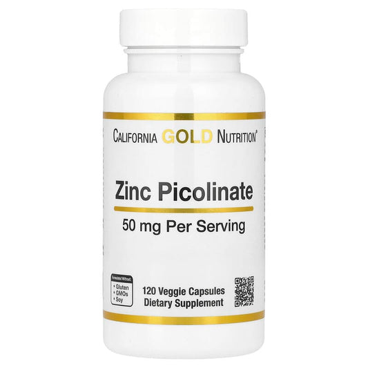 California Gold Nutrition, Zinc Picolinate, 50 mg, 120 Veggie Capsules - Medaid