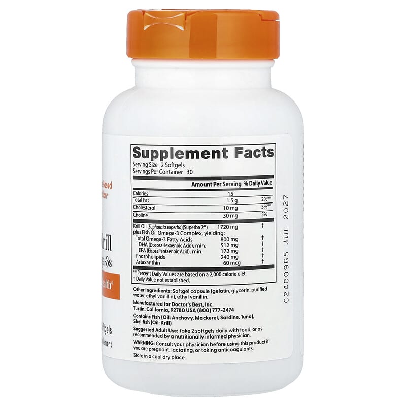 Doctor's Best, Enhanced Krill Plus Omega3s , 60 Softgels - Medaid