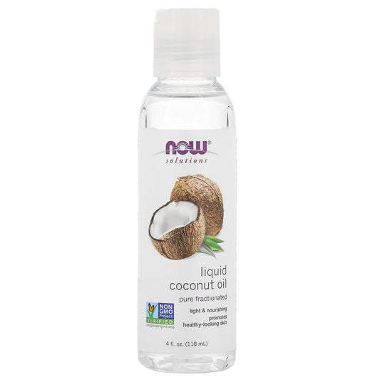 NOW Foods, Solutions, Liquid Coconut Oil, Pure Fractionated, 4 fl oz (118 ml) - Medaid
