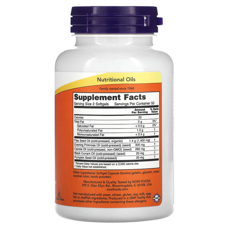 NOW Foods, Omega 3-6-9, 1,000 mg, 100 Softgel - Medaid